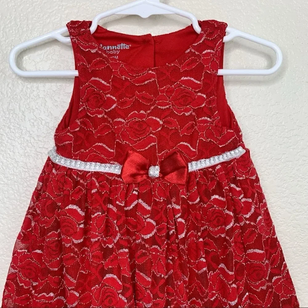 Nanette Baby 6-9 Months Red Baby Girl Dress